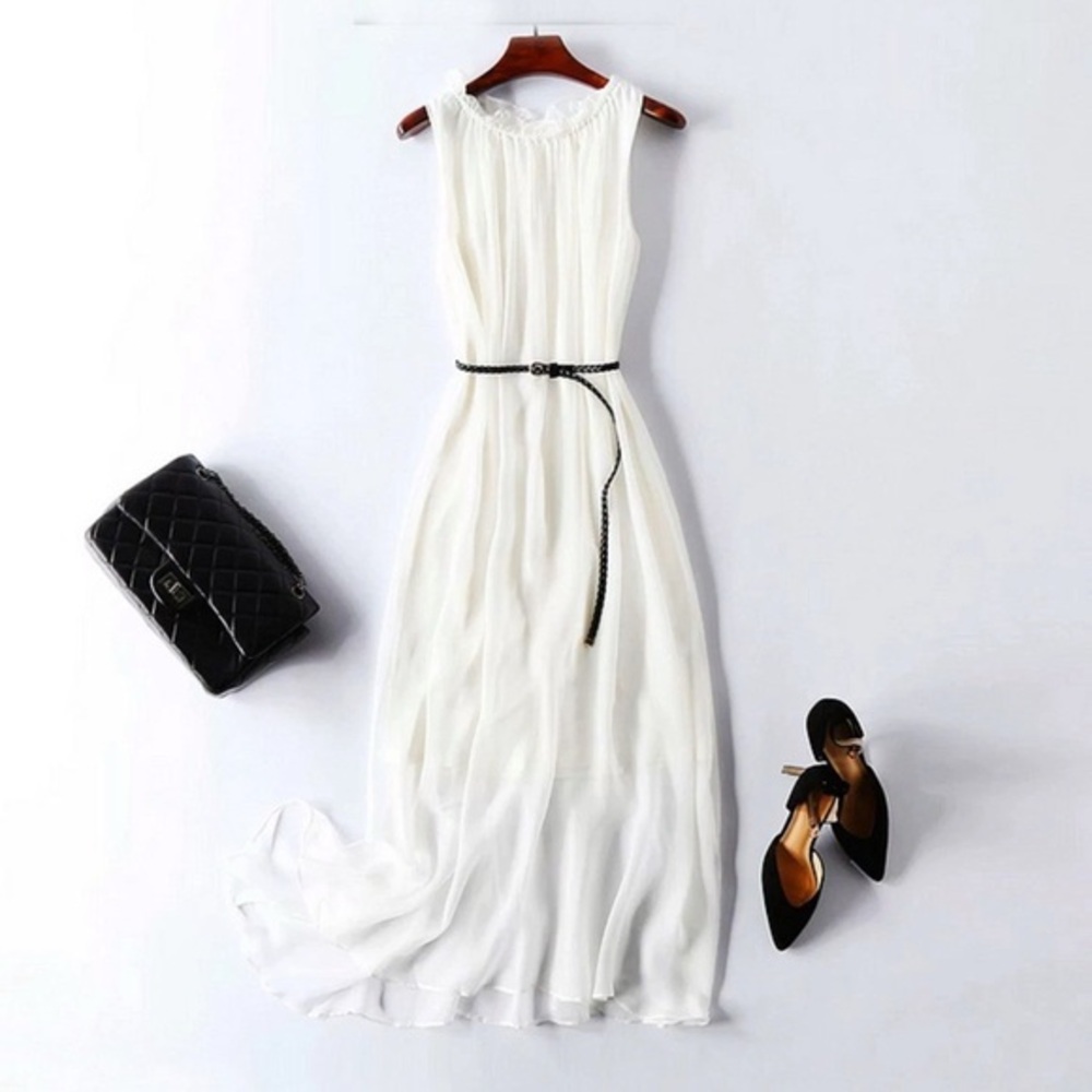 NWT Silk Sleeveless Dress Multi-Color For Vacation One Size Honeymoon $209 SK1